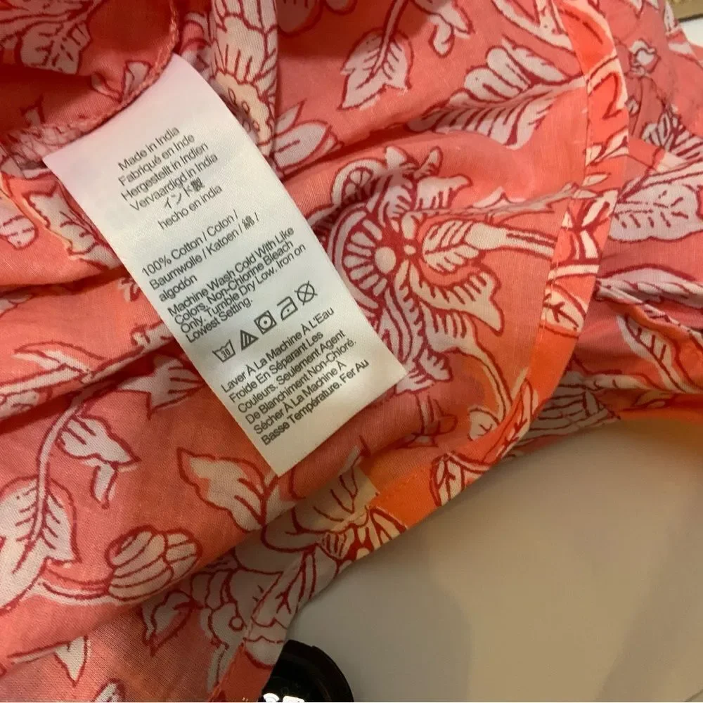J Crew Womens Sleeveless Shirt Large Colorful Floral Ruffles Preppy Resort